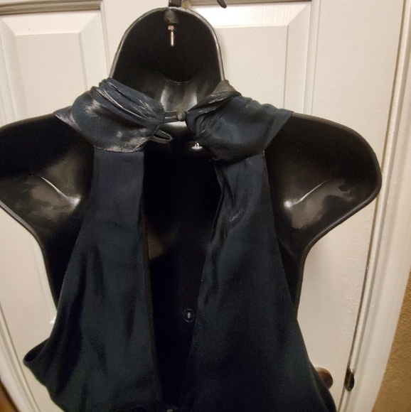 Rendezvous black halter Monroe flare gown - Picture 4 of 5